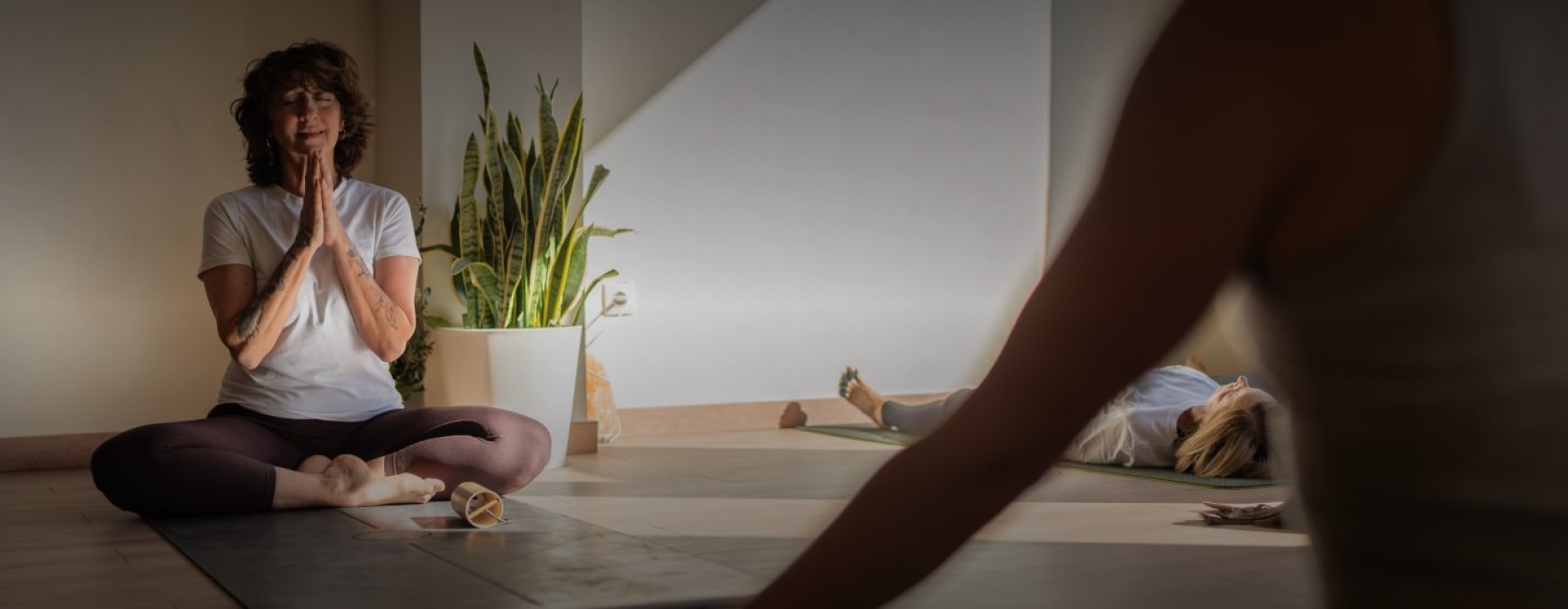 a woman sitting on the floor